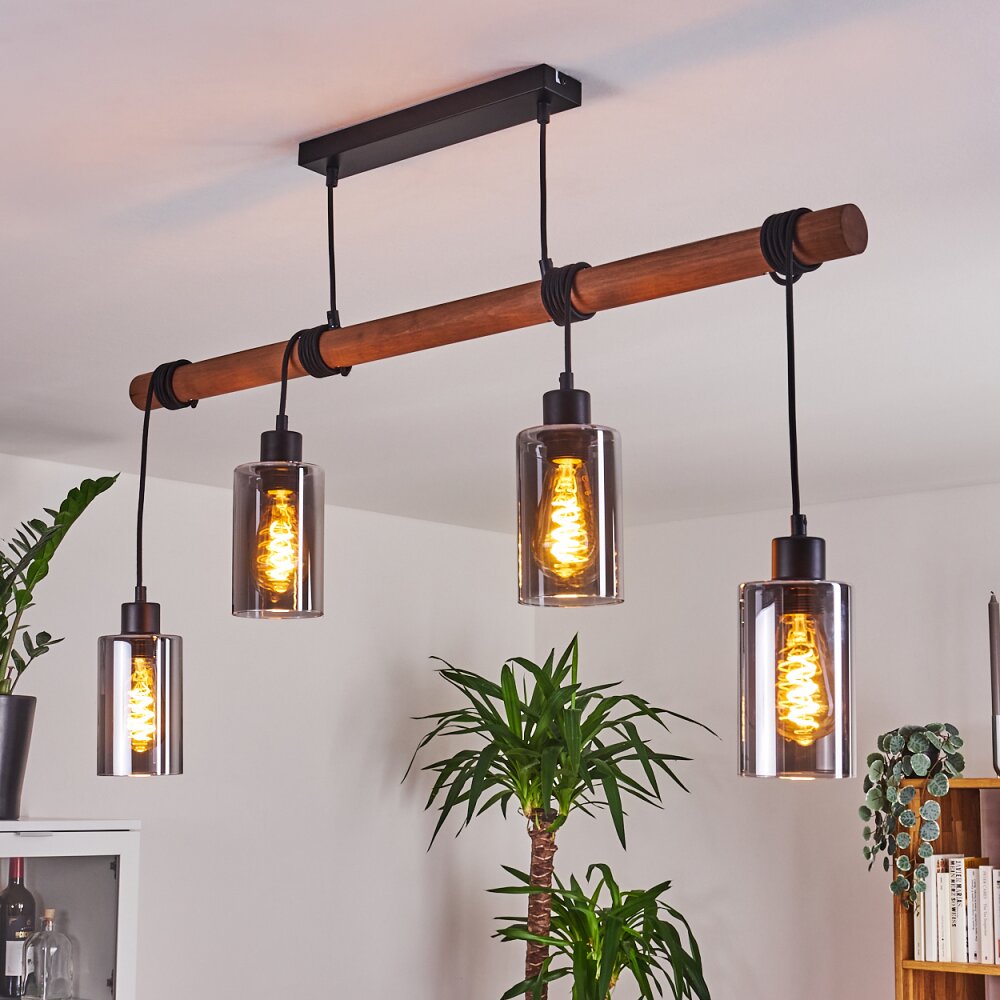Suspension Hunouri Bois foncé, Noir, 4 lumières main product photo