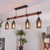 Suspension Hunouri Bois foncé, Noir, 4 lumières