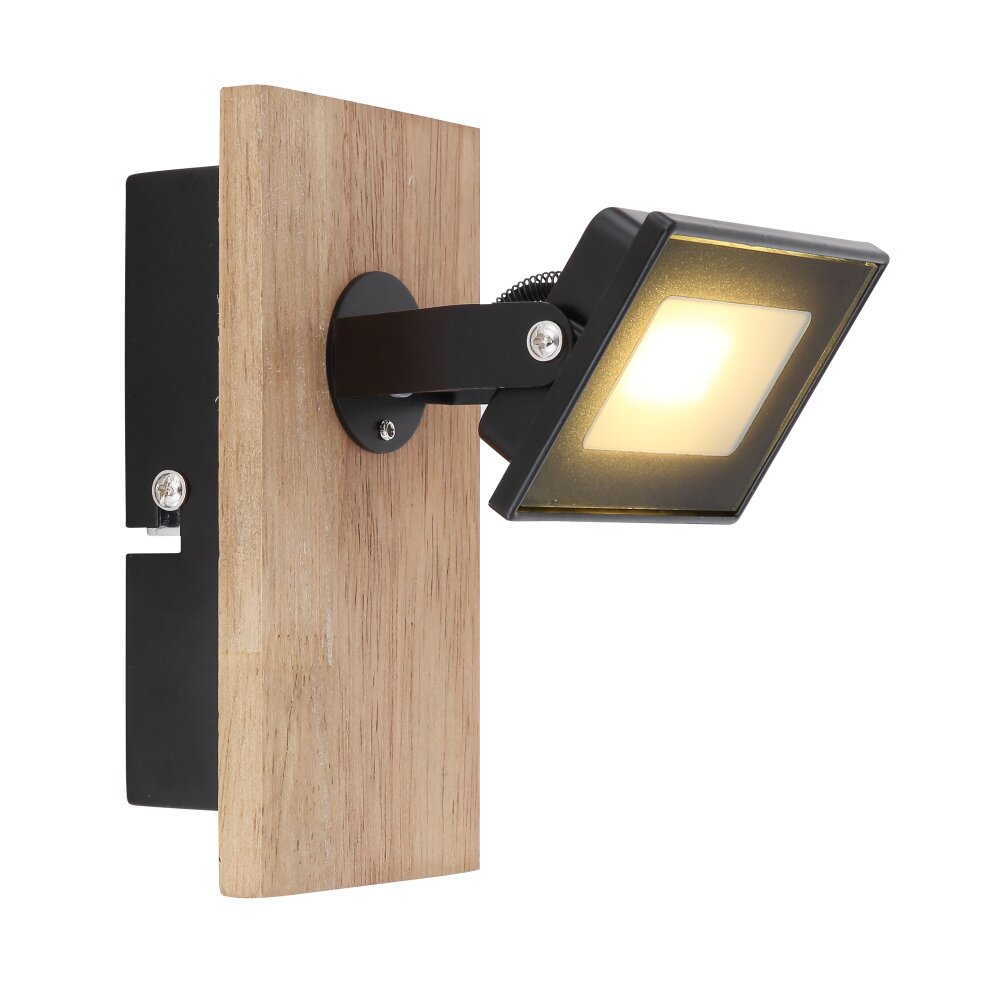 Applique murale Globo JOYA LED Bois clair, Noir, 1 lumière main product photo