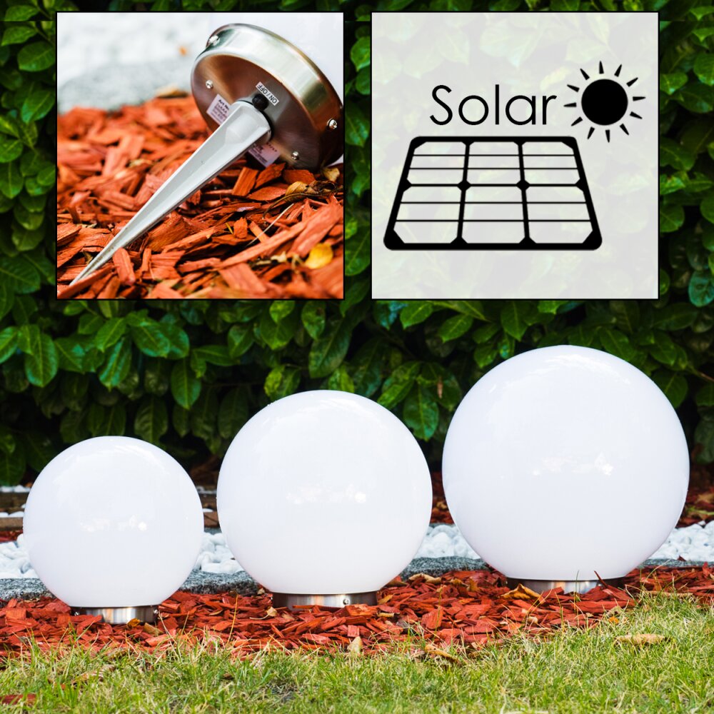 boule lumineuse Solar LED Acier inoxydable, 2 lumières main product photo