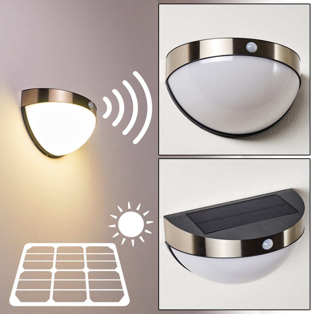 Lampe solaire Basra LED Chrome, 1 lumière, Détecteur de mouvement main product photo
