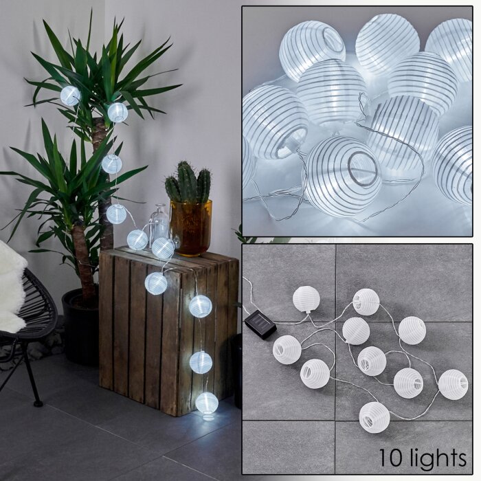 Guirlande solaire Redding LED Blanc, 10 lumières Guirlande solaire Redding LED Blanc, 10 lumières