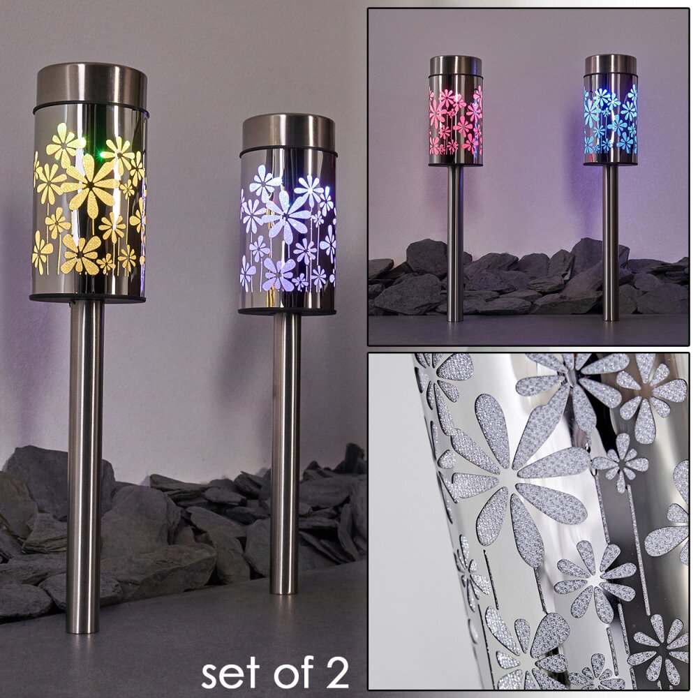 lampe solaire Gorizia LED Acier inoxydable, 2 lumières, Changeur de couleurs main product photo