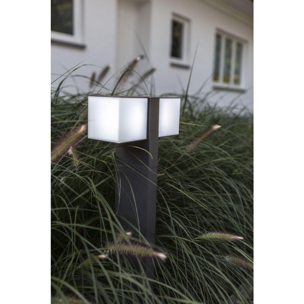 Borne lumineuse Lutec CUBA LED Anthracite, 2 lumières main product photo