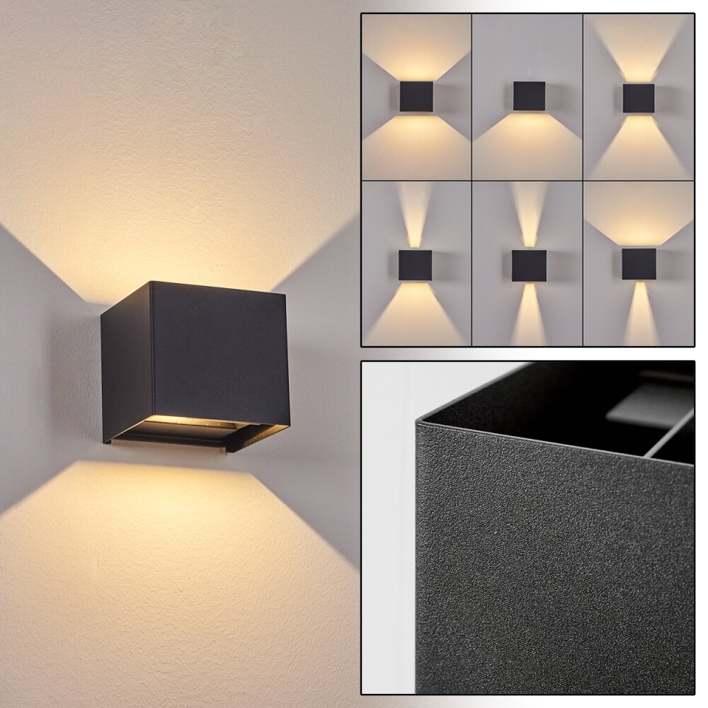 Applique murale d'extérieur Everton LED Noir, 2 lumières main product photo
