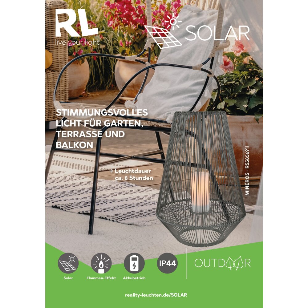 Lampe solaires Reality Mineros LED Gris, 1 lumière main product photo