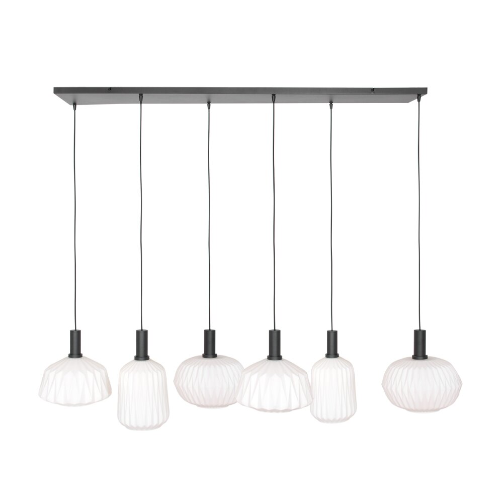 Suspension Steinhauer Verre Nervuré Noir, 6 lumières main product photo