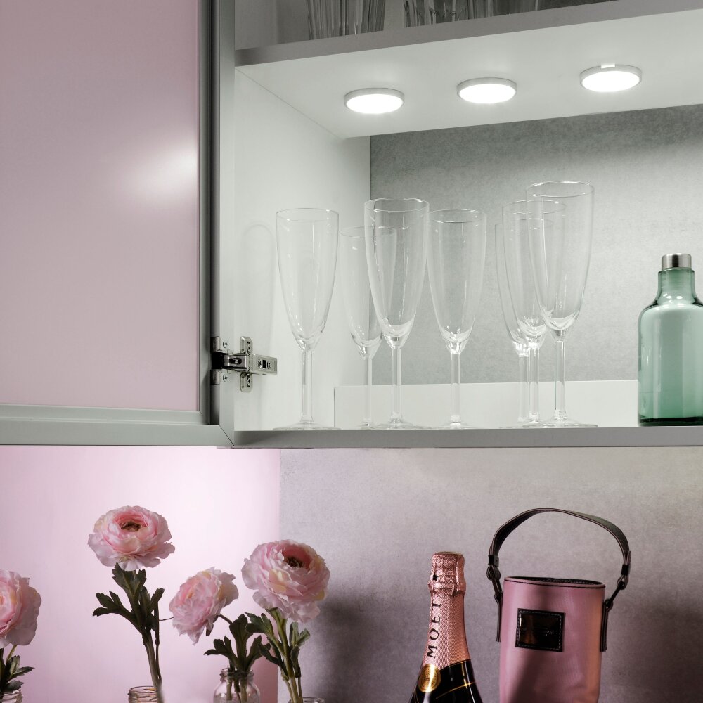 lampes pour bandeaux Leuchten Direkt THEO LED Argenté, 3 lumières main product photo