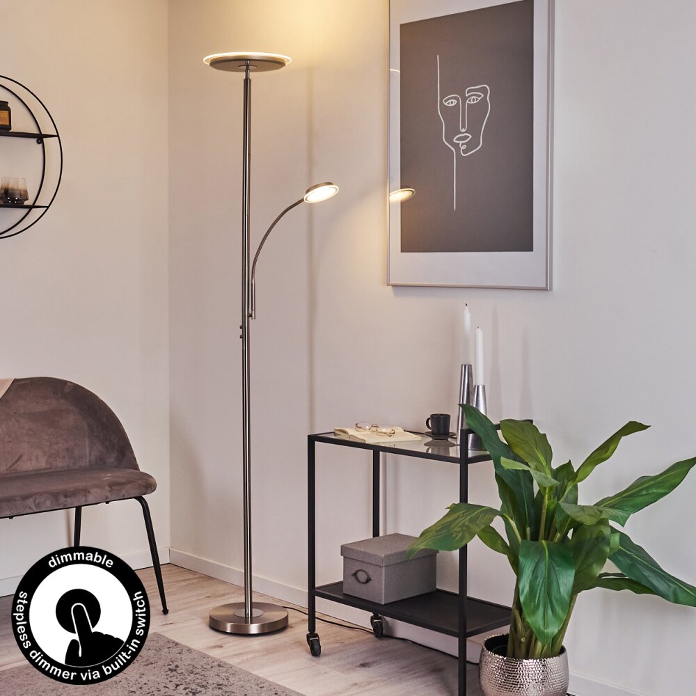 Lampadaire Wonsbek LED Nickel mat, 2 lumières main product photo