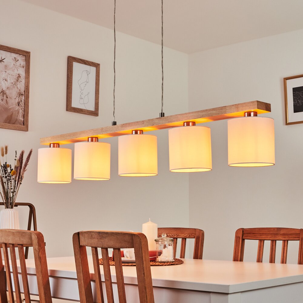 Suspension Saltaire Bois clair, Argenté, 5 lumières main product photo