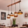 Suspension Ramon Bois clair, Noir, 4 lumières