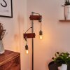 Lampadaire Hautahi Gris, Bois foncé, 2 lumières