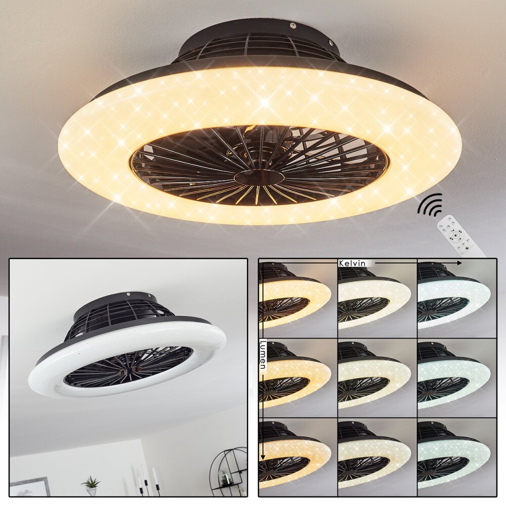 Ventilateur de plafond Piraeus LED Noir, 1 lumière, Télécommandes main product photo