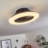 Ventilateur de plafond Piraeus LED Noir, 1 lumière, Télécommandes