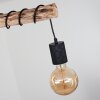 Suspension Ajaccio Bois clair, Noir, 6 lumières