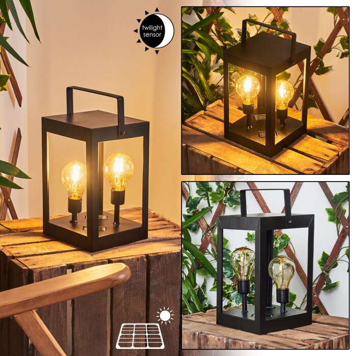 lampe solaire Sciolze Noir, Transparent, 2 lumières
