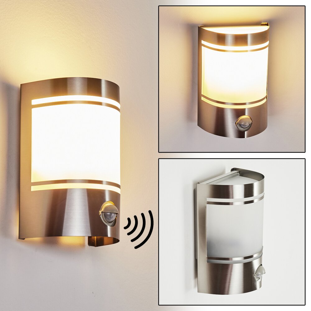 Applique murale d'extérieur Visnum Nickel mat, Blanc, 1 lumière, Détecteur de mouvement main product photo