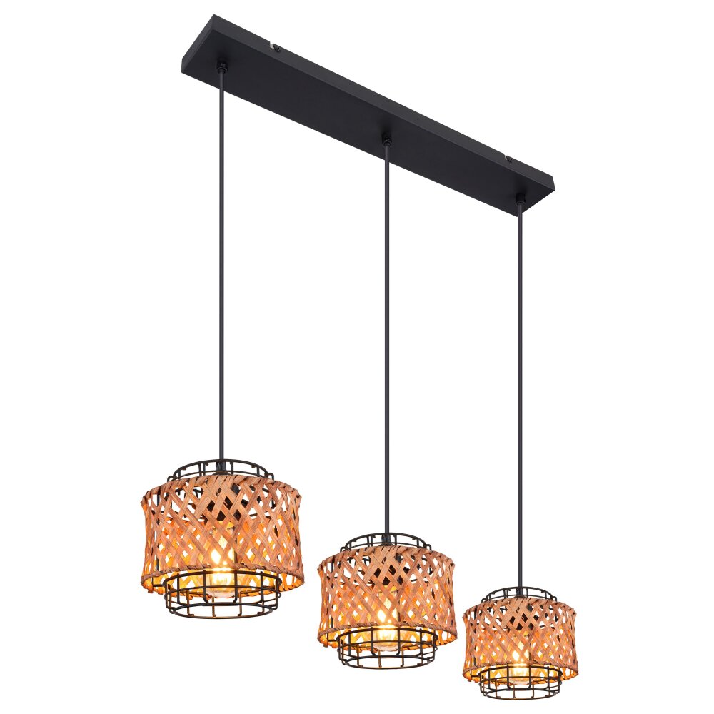Suspension Globo GINA Bois foncé, Noir, 3 lumières main product photo
