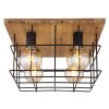Plafonnier Globo MERRIL Bois clair, Noir, 4 lumières