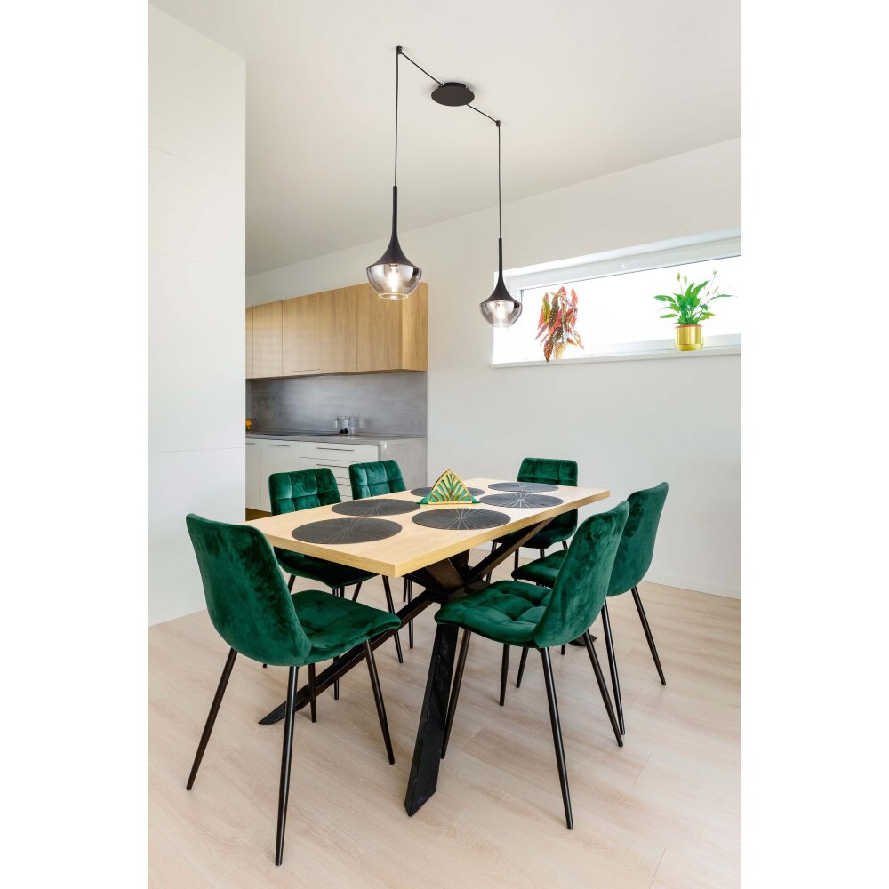 Suspension Fabas Luce Apollo Noir, 2 lumières main product photo
