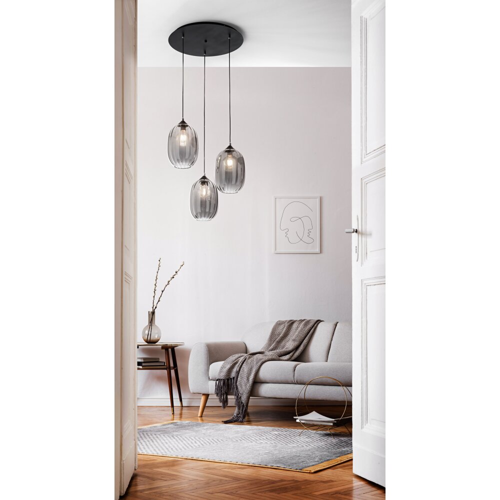 Suspension Fabas Luce Infinity Noir, 3 lumières main product photo