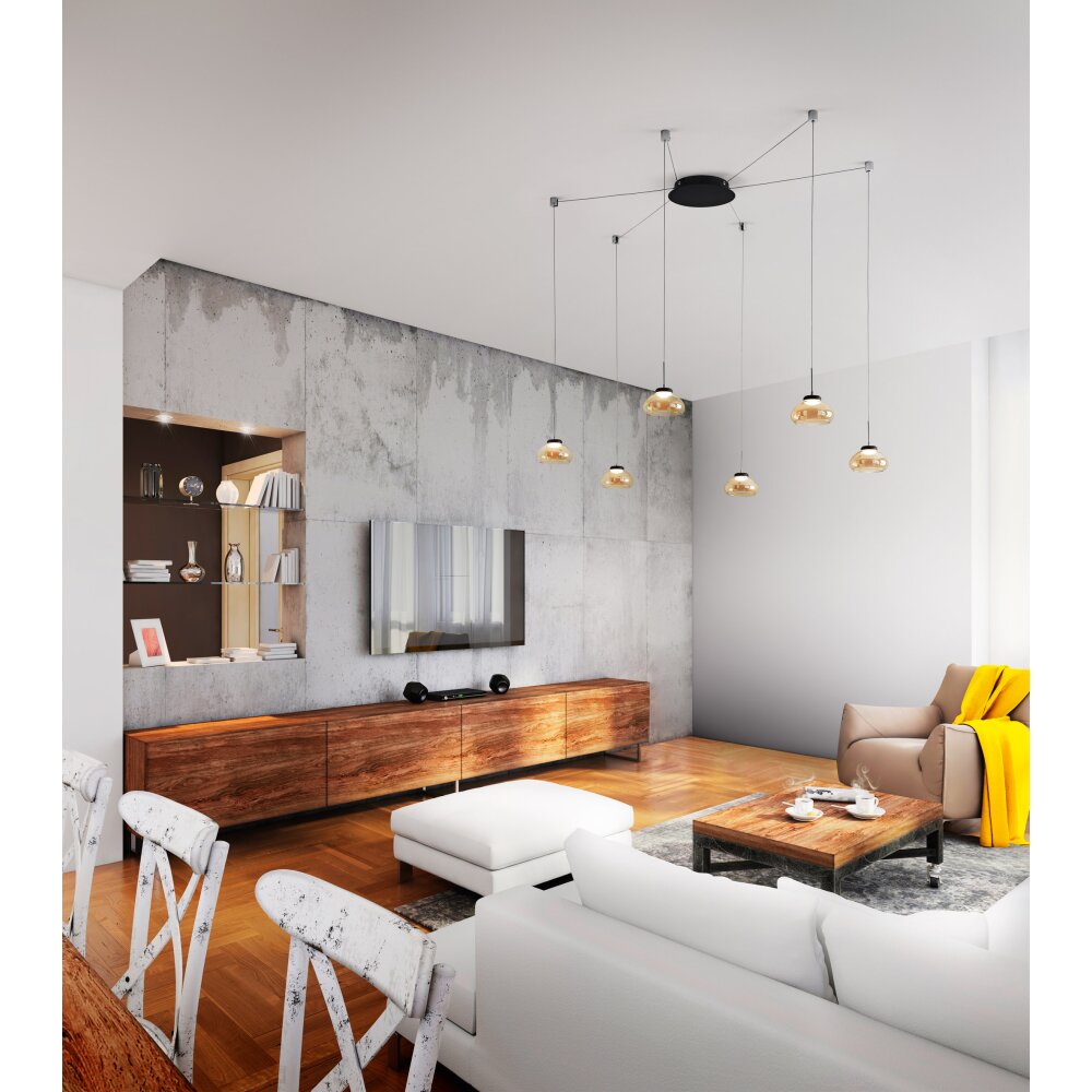 Suspension Fabas Luce Arabella LED Noir, 6 lumières main product photo