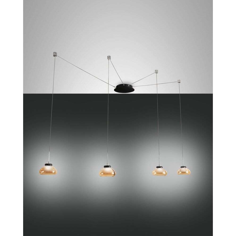 Suspension Fabas Luce Arabella LED Noir, 4 lumières main product photo