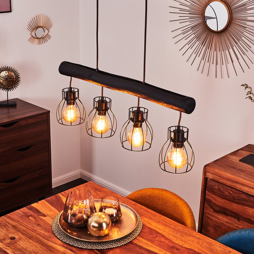 Suspension Gondo Noir, 4 lumières main product photo