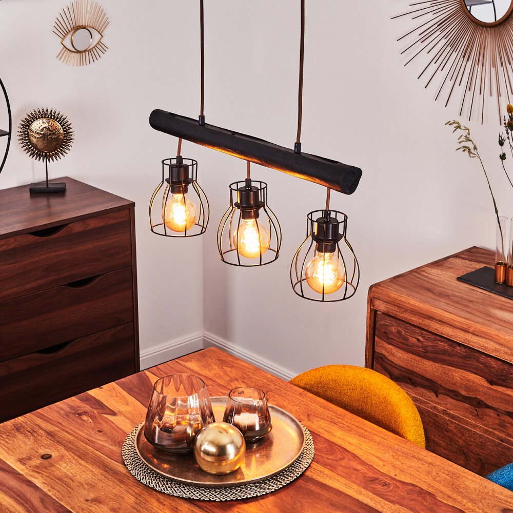 Suspension Gondo Noir, 3 lumières main product photo