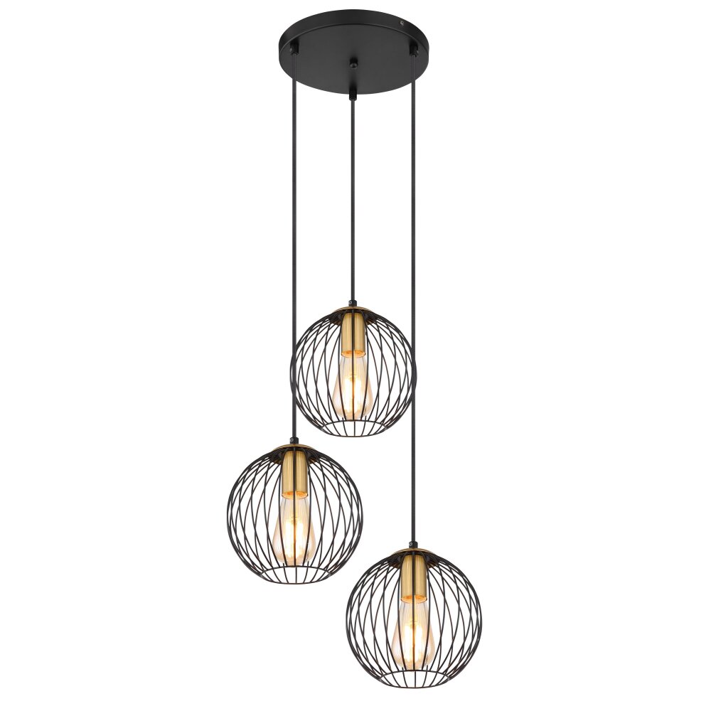 Suspension Globo EUSEBIUS Noir, 3 lumières main product photo