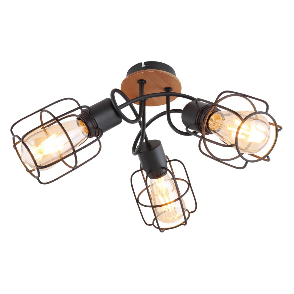Plafonnier Globo WILLA Bois foncé, Noir, 3 lumières main product photo