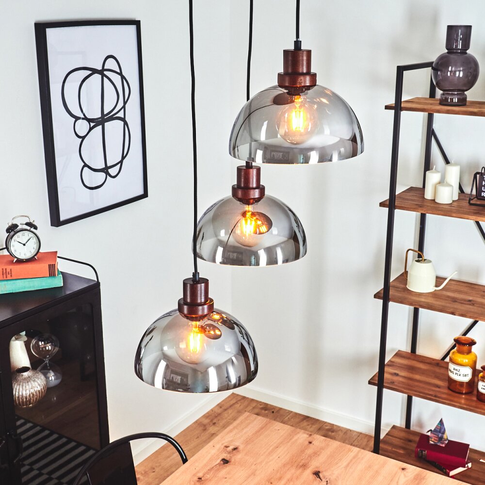 Suspension Aannestad Bois foncé, Noir, 3 lumières main product photo