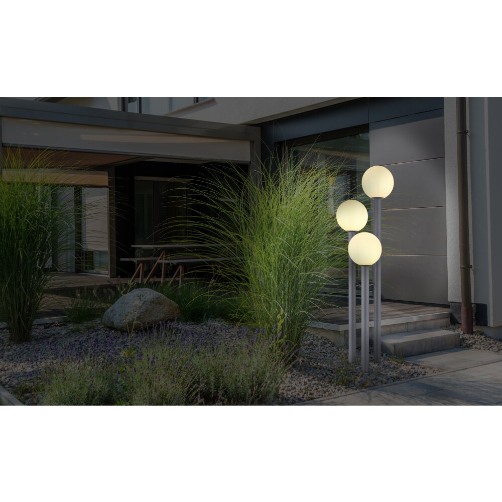Borne lumineuse Globo LAURA Anthracite, Acier inoxydable, 3 lumières main product photo