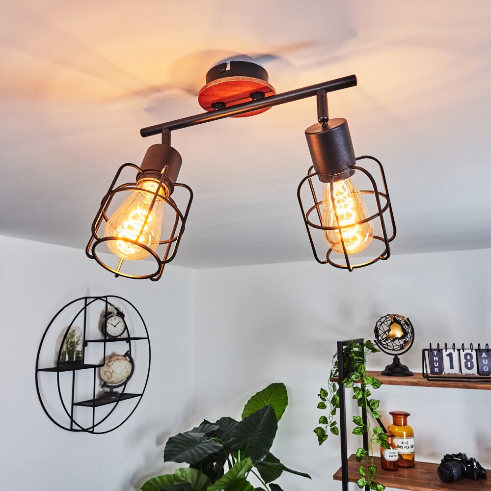 Plafonnier Loedingen Bois foncé, Noir, 2 lumières main product photo