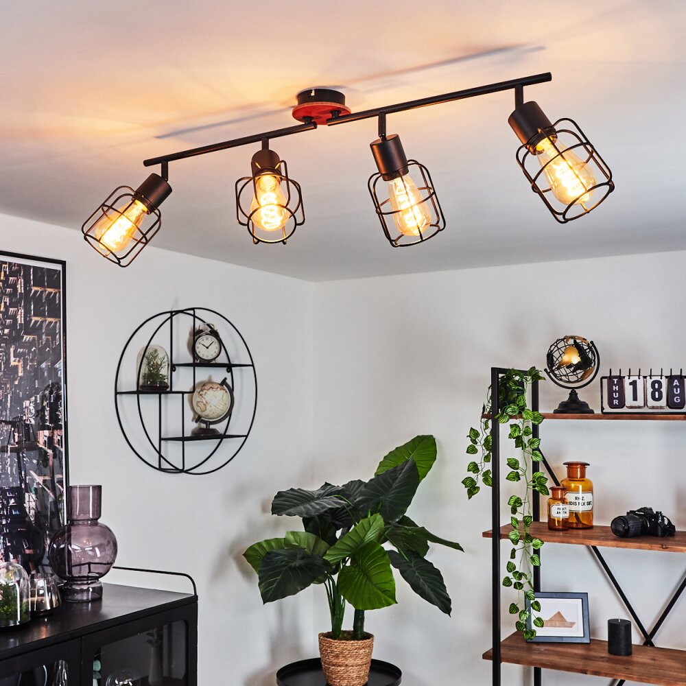 Plafonnier Loedingen Bois foncé, Noir, 4 lumières main product photo