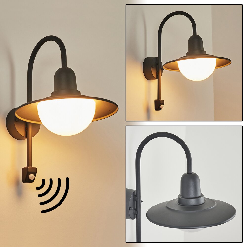 Applique murale d'extérieur Pohei Anthracite, 1 lumière, Détecteur de mouvement main product photo