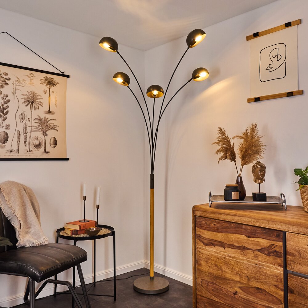 Lampadaire Siamado Bois foncé, Nickel mat, 5 lumières main product photo