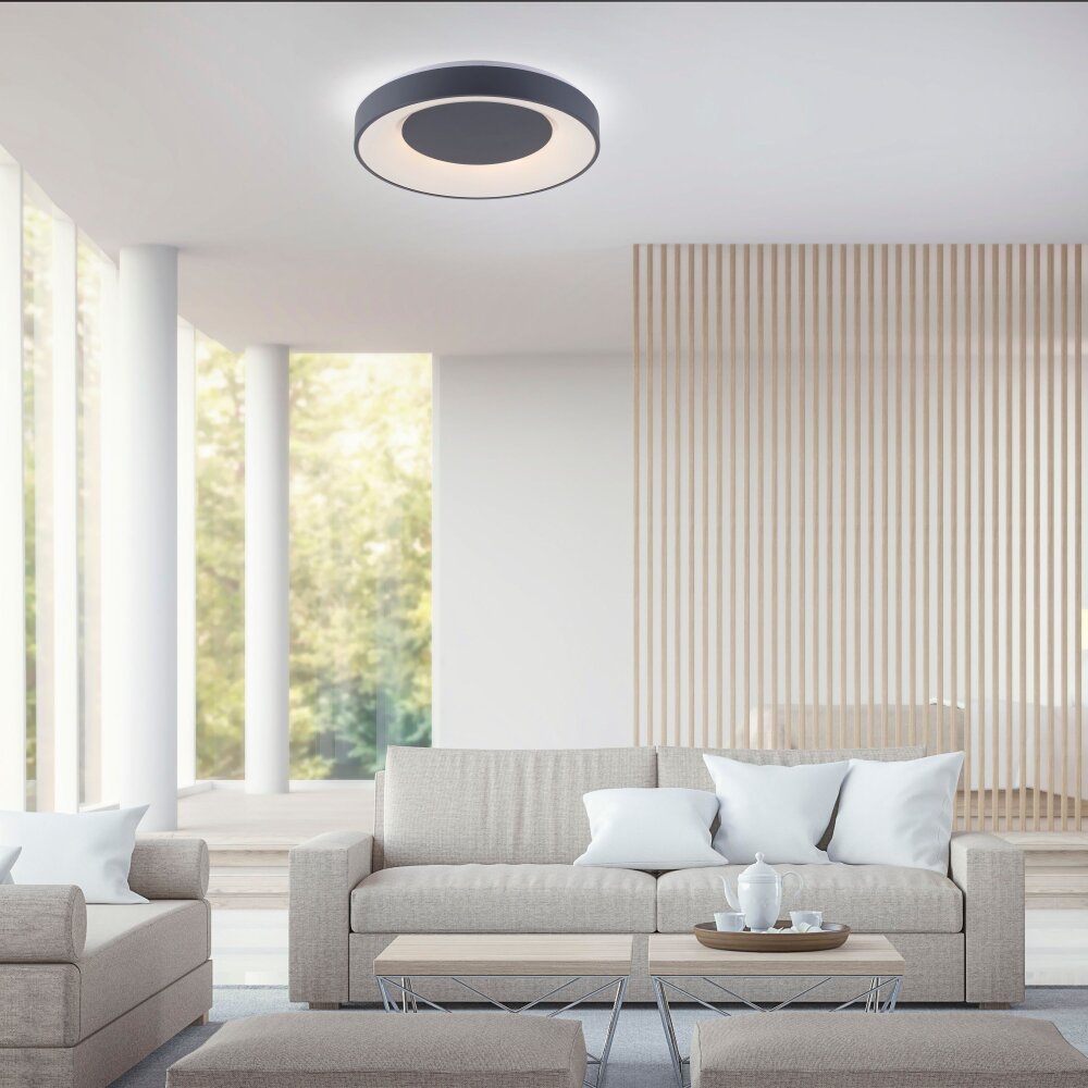 Plafonnier Leuchten-Direkt LOLAsmart-ANIKA LED Anthracite, 1 lumière, Télécommandes, Changeur de couleurs main product photo