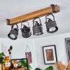 Plafonnier Pehefito Gris, Bois foncé, Noir, 4 lumières