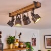 Plafonnier Pehefito Gris, Bois foncé, Noir, 4 lumières