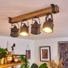 Plafonnier Pehefito Gris, Bois foncé, Noir, 4 lumières