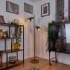 Lampadaire Pehefito Gris, Bois foncé, Noir, 2 lumières