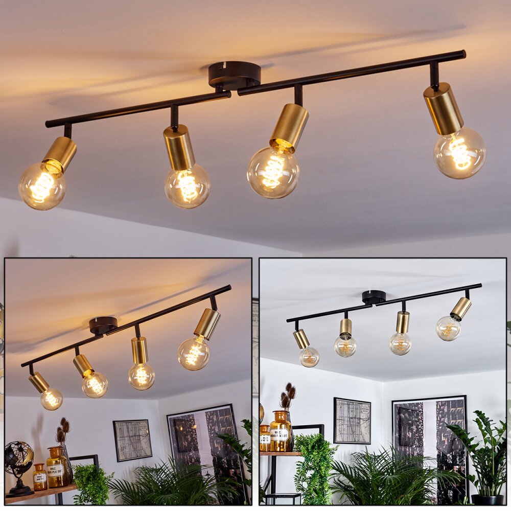 Plafonnier Maidfordo Laiton, Noir, 4 lumières main product photo
