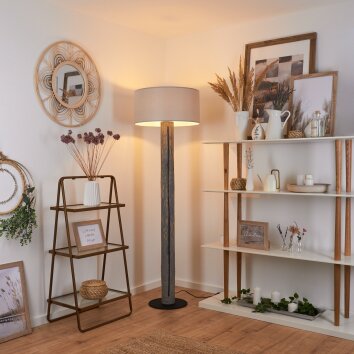 Lampadaire Continent Gris, Noir, 1 lumière