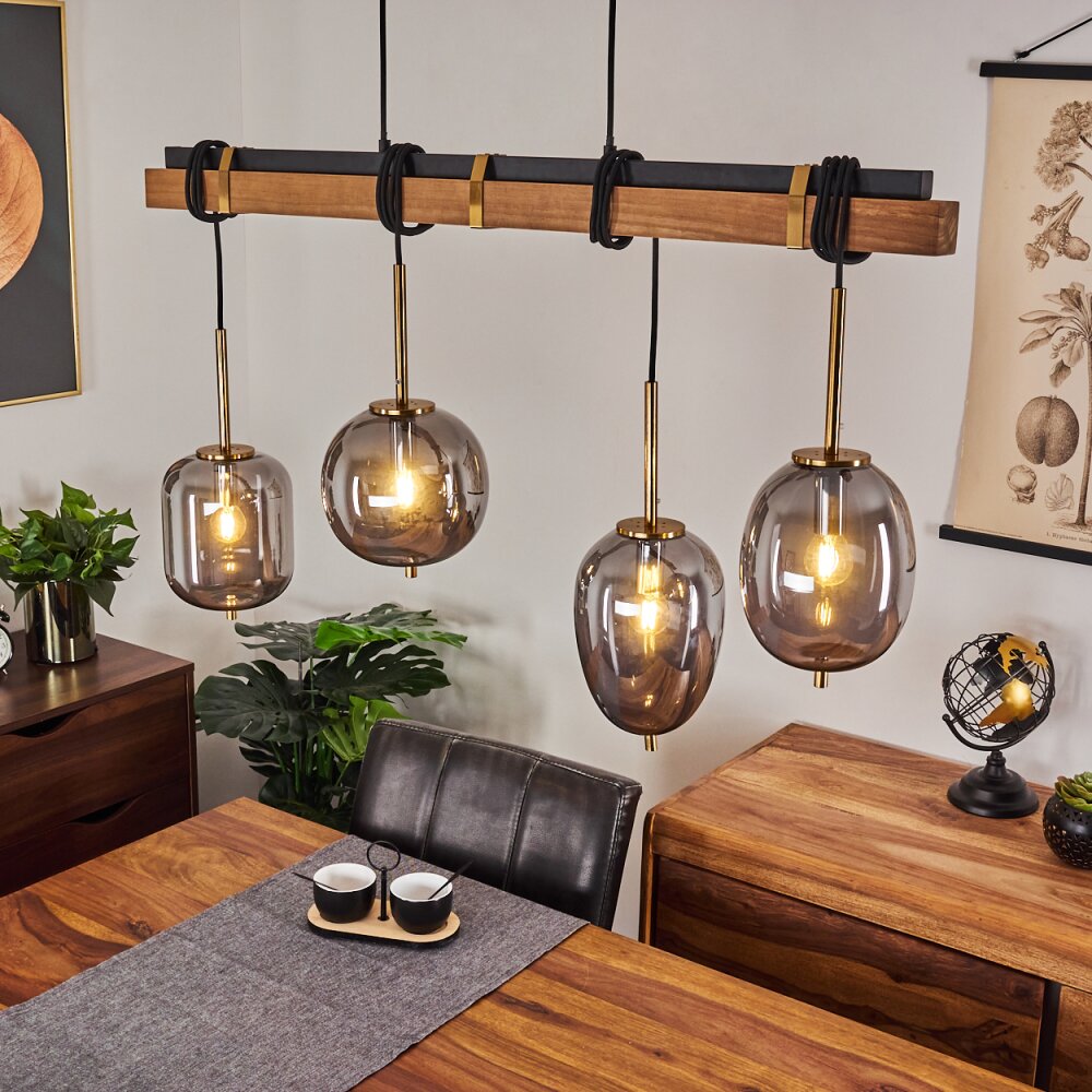 Suspension Verbania Brun, Laiton, 4 lumières main product photo