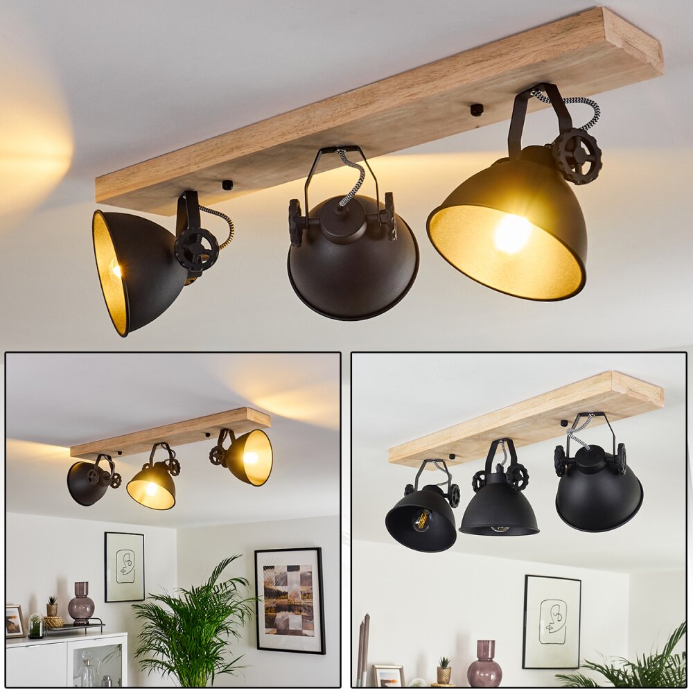 Plafonnier Svanfolk Bois clair, Noir, 3 lumières main product photo