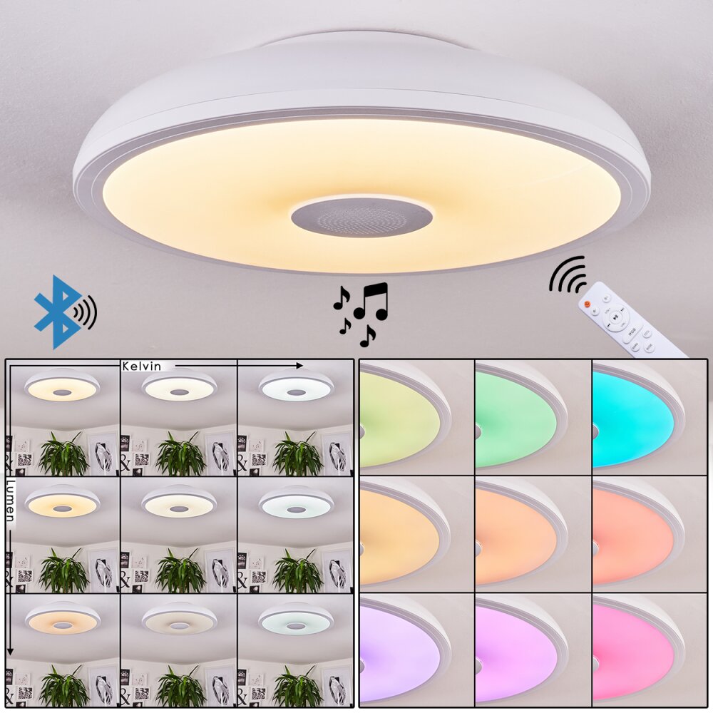 Plafonnier Vully Blanc, 1 lumière, Changeur de couleurs main product photo