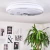 Plafonnier Cham LED Chrome, Blanc, 2 lumières, Télécommandes, Changeur de couleurs
