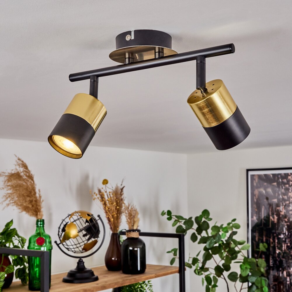 Plafonnier Neftenbach Laiton, Noir, 2 lumières main product photo