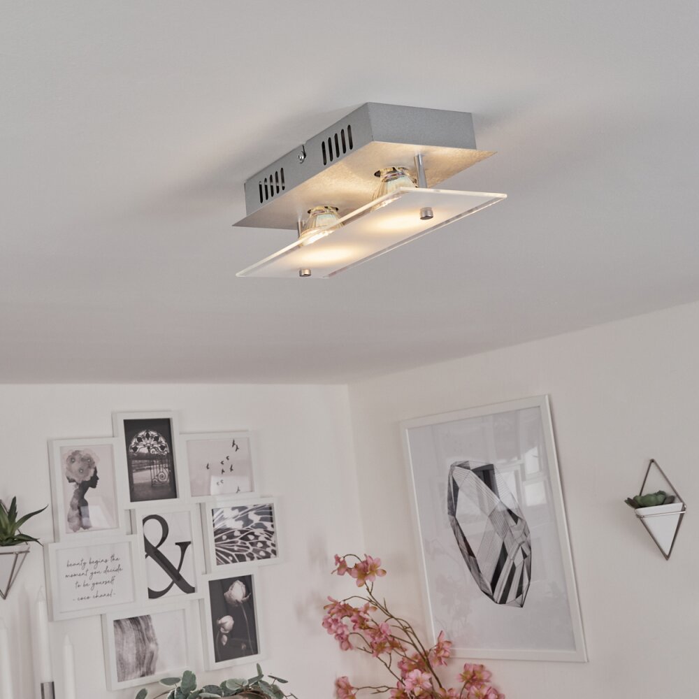 Plafonnier Liestal LED Nickel mat, 2 lumières main product photo